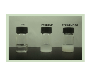 PFOB@LIP-Tet配方产品的性能数码照片（1 mg/mL）