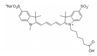 Sulfo-Cy5-COOH,水溶性五甲川花菁染料-N-羟基琥珀酰亚胺