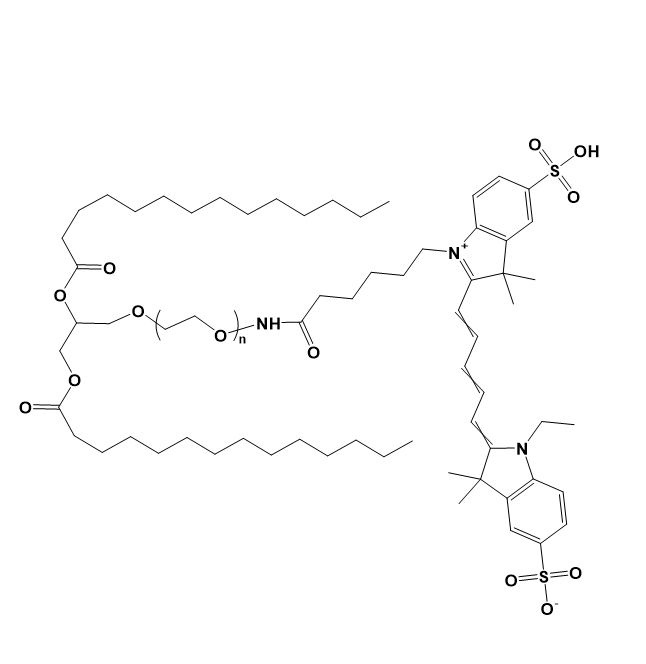 DMG-PEG-CY5,1,2-二肉豆蔻酰-sn-甘油-3-聚乙二醇-五甲川花菁染料