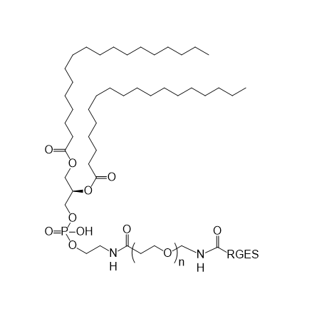 DSPE-PEG-RGES,二硬脂酰基磷脂酰乙醇胺-聚乙二醇-Arg-Gly-Glu-Ser肽
