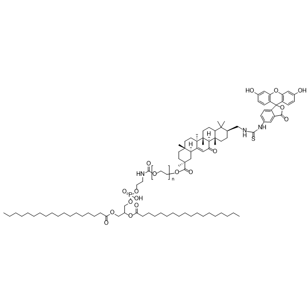 DSPE-PEG-GA-FITC,二硬脂酰磷脂酰乙醇胺-聚乙二醇-甘草次酸-异硫氰酸荧光素
