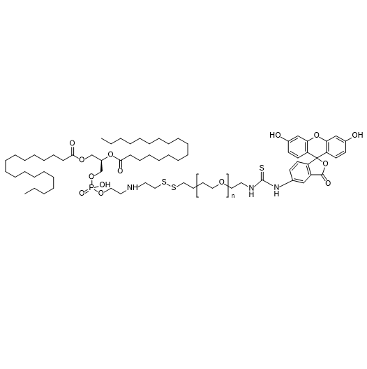 DSPE-SS-PEG-FITC,二硬脂酰基磷脂酰乙醇胺-双硫键-聚乙二醇-异硫氰酸荧光素