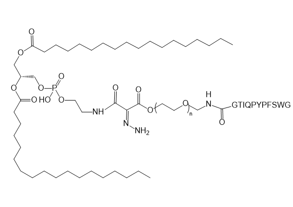 DSPE-hyd-PEG-GTIQPYPFSWG,二硬脂酰基磷脂酰乙醇胺-腙键-聚乙二醇--GTIQPYPFSWG肽​