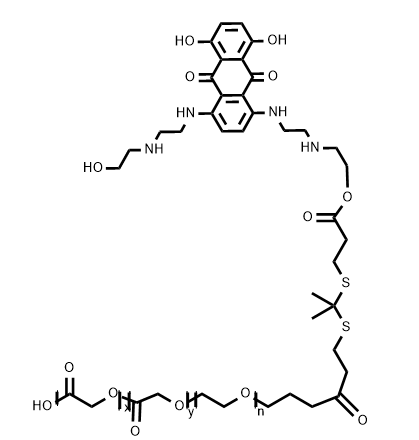 PLGA-PEG-TK-MITC,聚乳酸羟基乙酸共聚物-聚乙二醇-酮缩硫醇-米托蒽醌