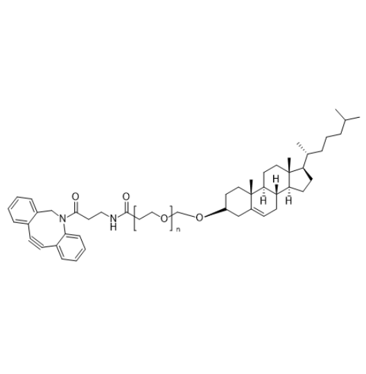 胆固醇-聚乙二醇-二苯并环辛炔  Cholesterol-PEG-DBCO的结构式