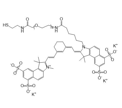 Sulfo Cy7-PEG-SH,磺化菁染料Cy7-聚乙二醇-巯基​